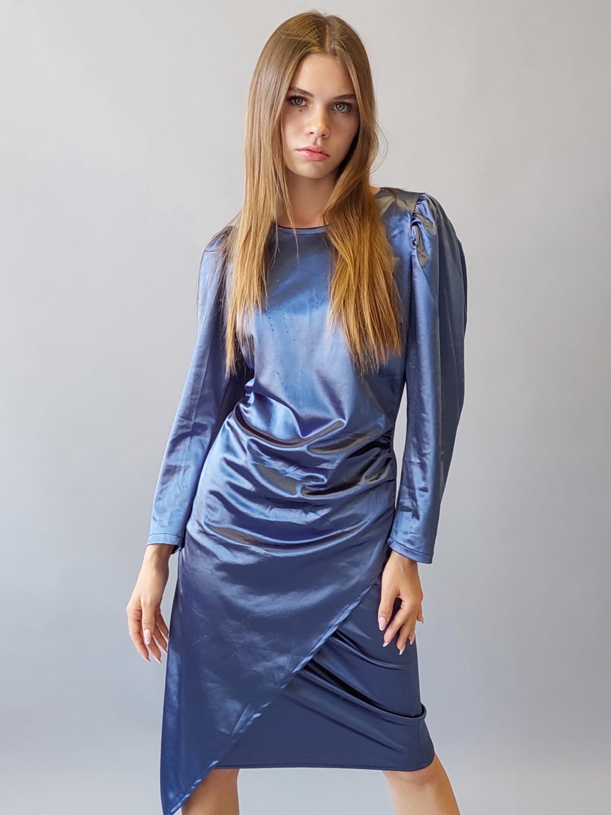 שמלת סאטן פרינסס | כחול