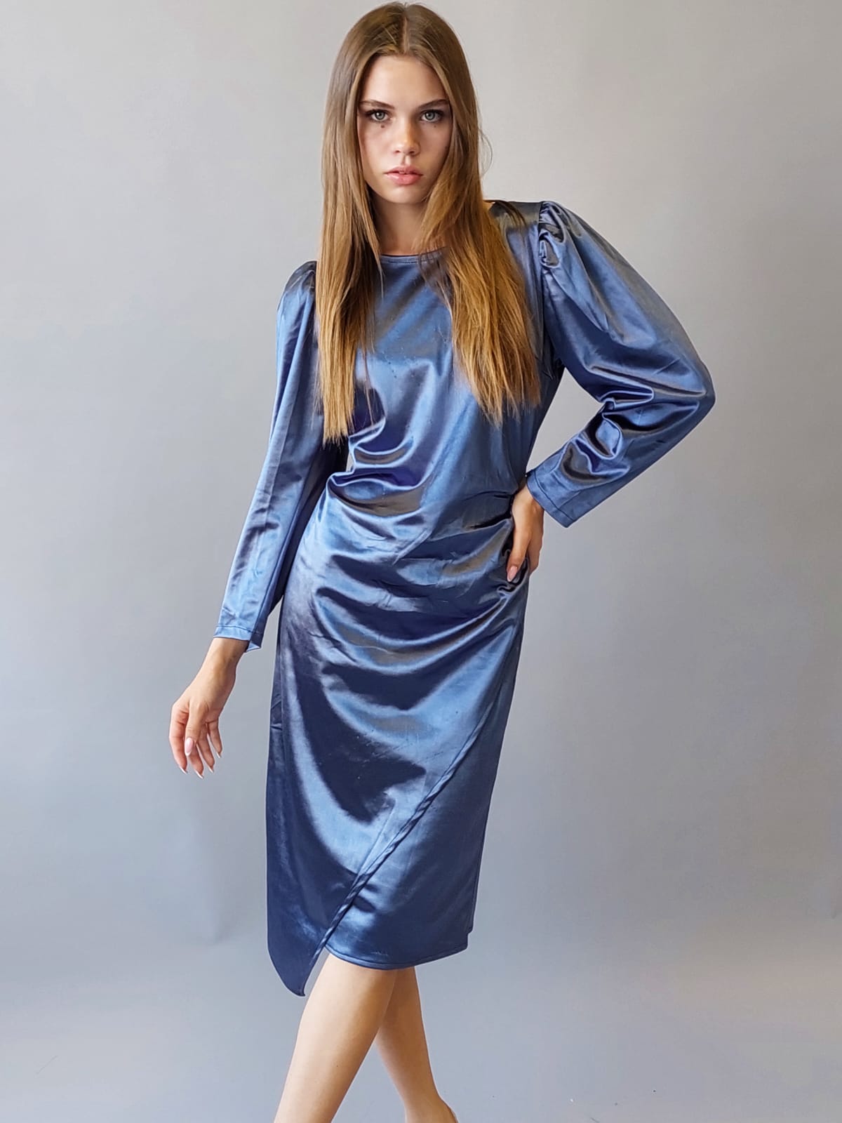 שמלת סאטן פרינסס | כחול