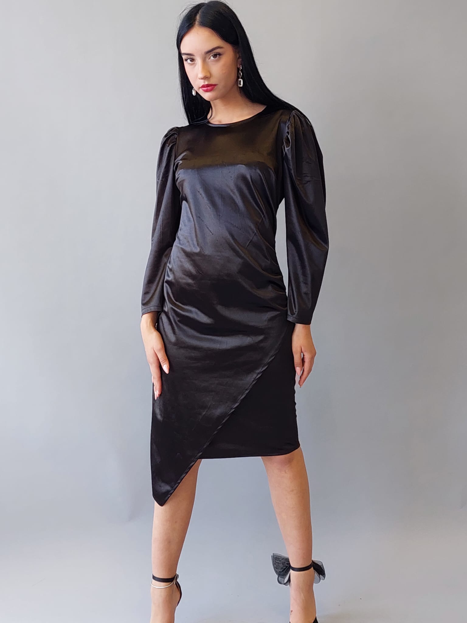 שמלת סאטן פרינסס | שחור