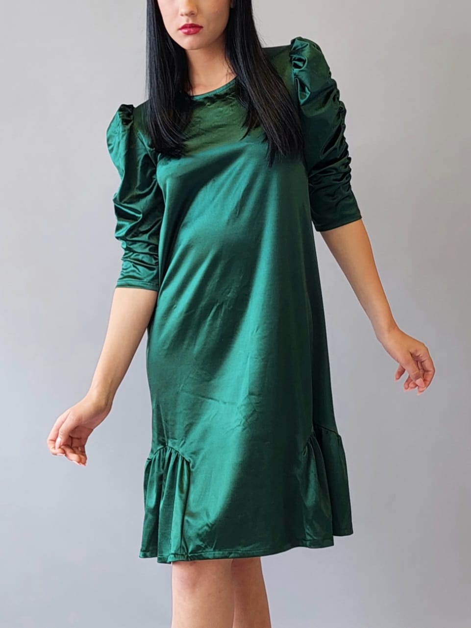 שמלת סאטן ויקטוריה | ירוק