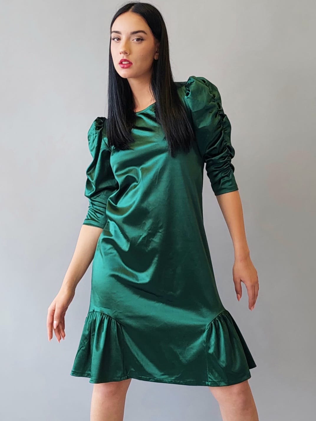 שמלת סאטן ויקטוריה | ירוק