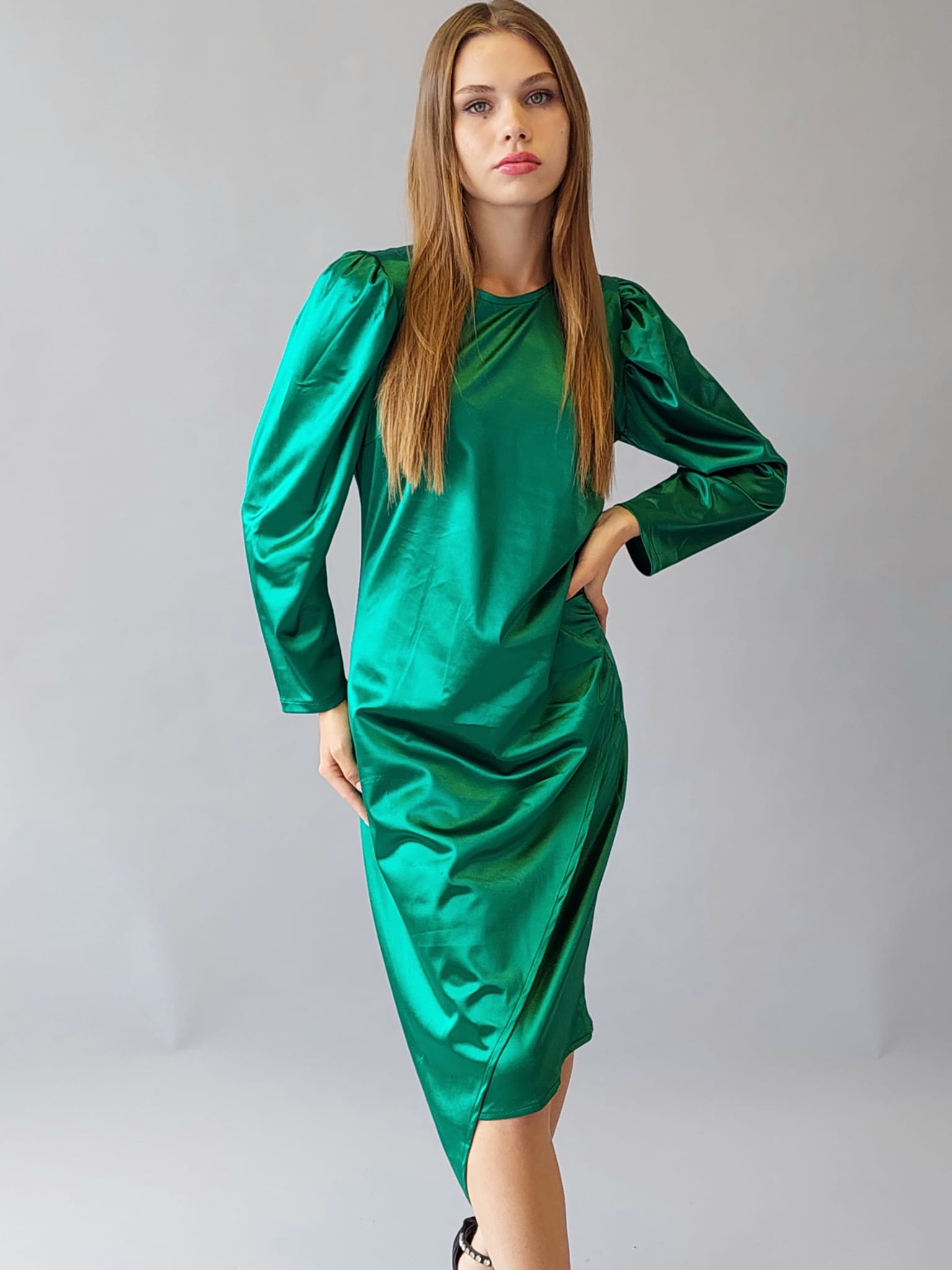 שמלת סאטן פרינסס | ירוק