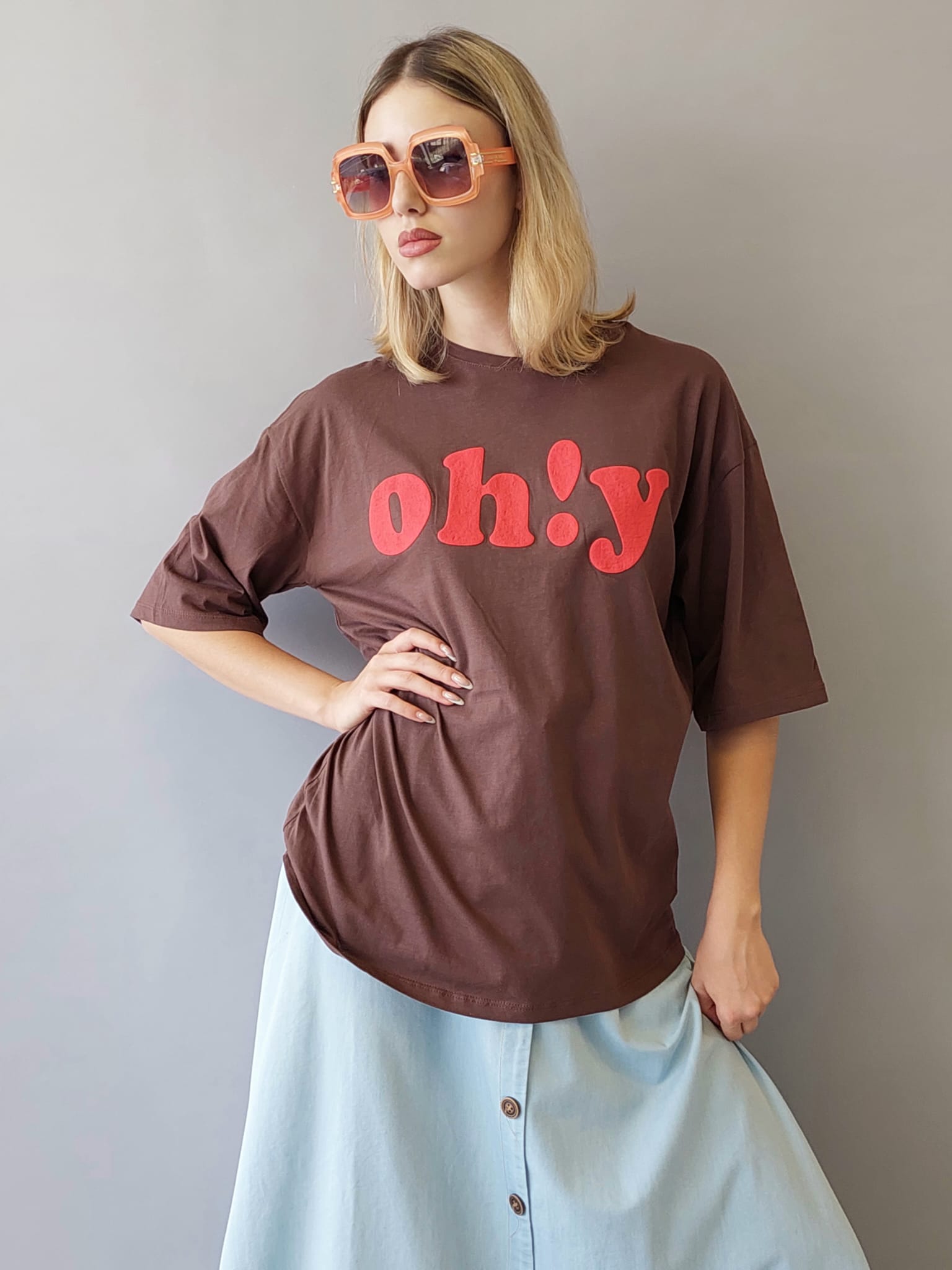 טישירט אוברסייז  Ohy | חום