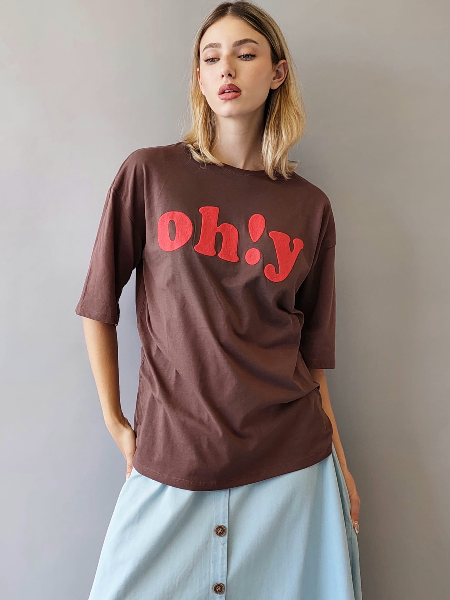 טישירט אוברסייז  Ohy | חום