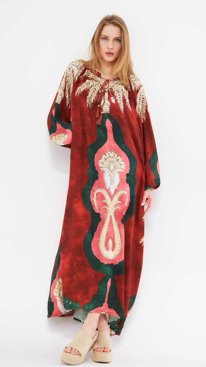 שמלת גלביה פונפונים פריס | חמרה